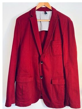 Hugo Boss Mens Red Slim Fit Sport Coat Blazer 46R